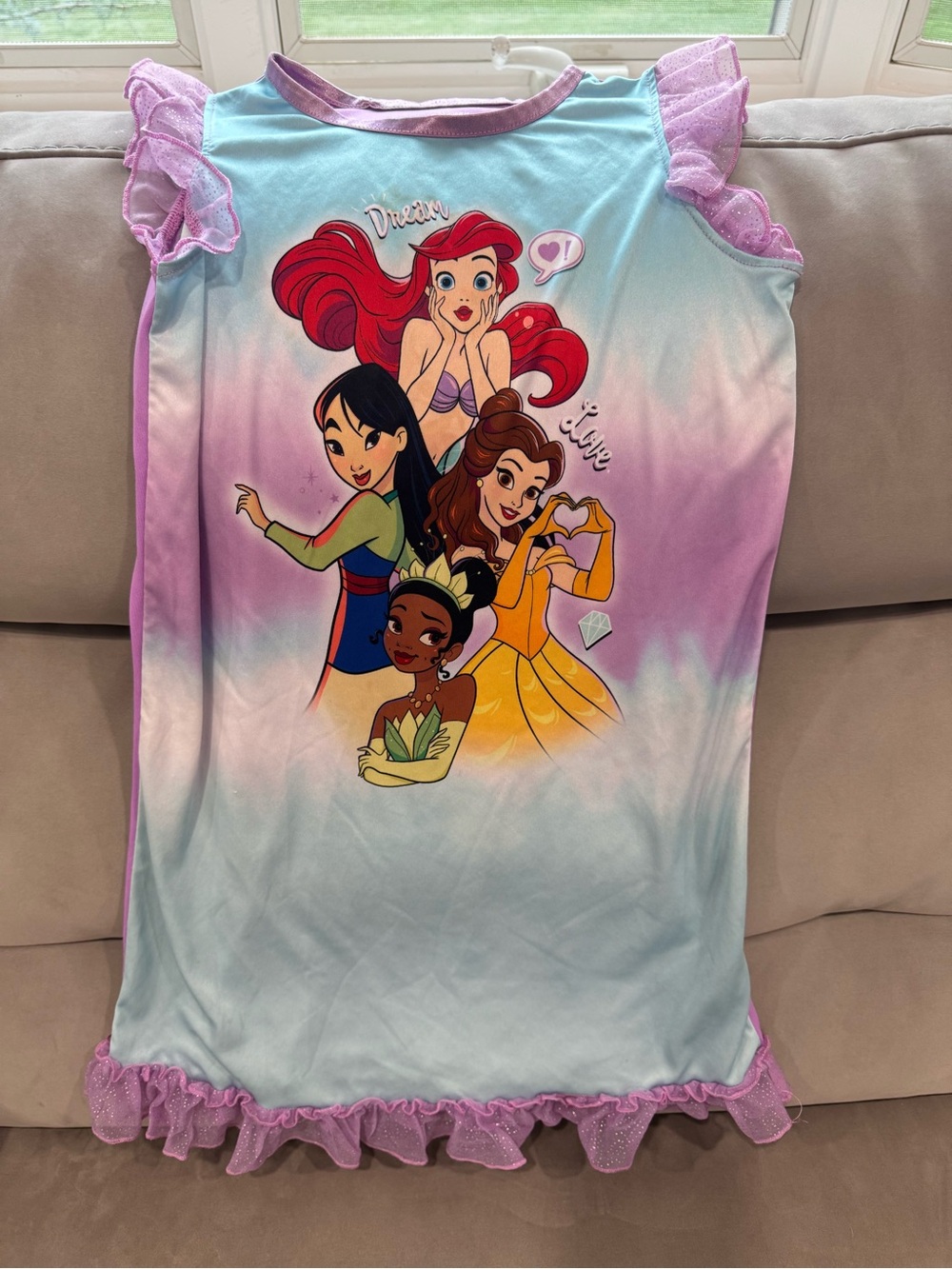 Disney Girls' Princess Ombre Nightgown - Pink, Purple & Blue